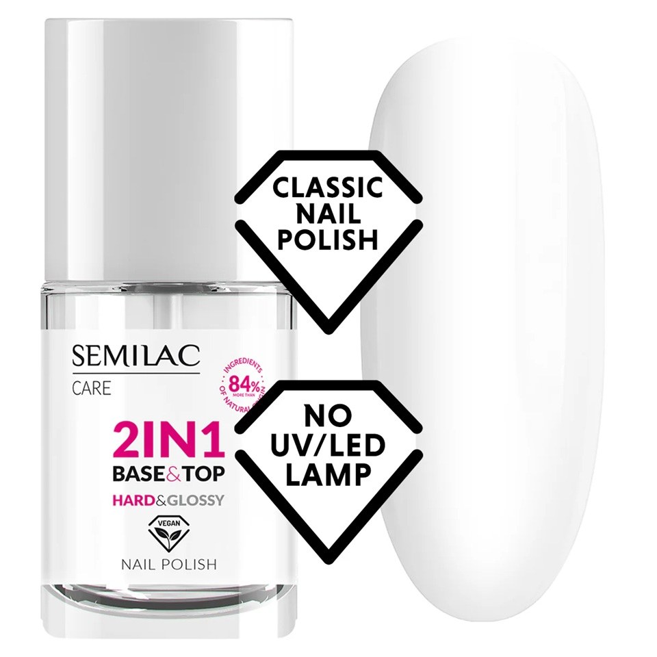 Semilac Care 2 In 1 Base & Top Hard & Glossy Nail Polish (7ml) φωτογραφία