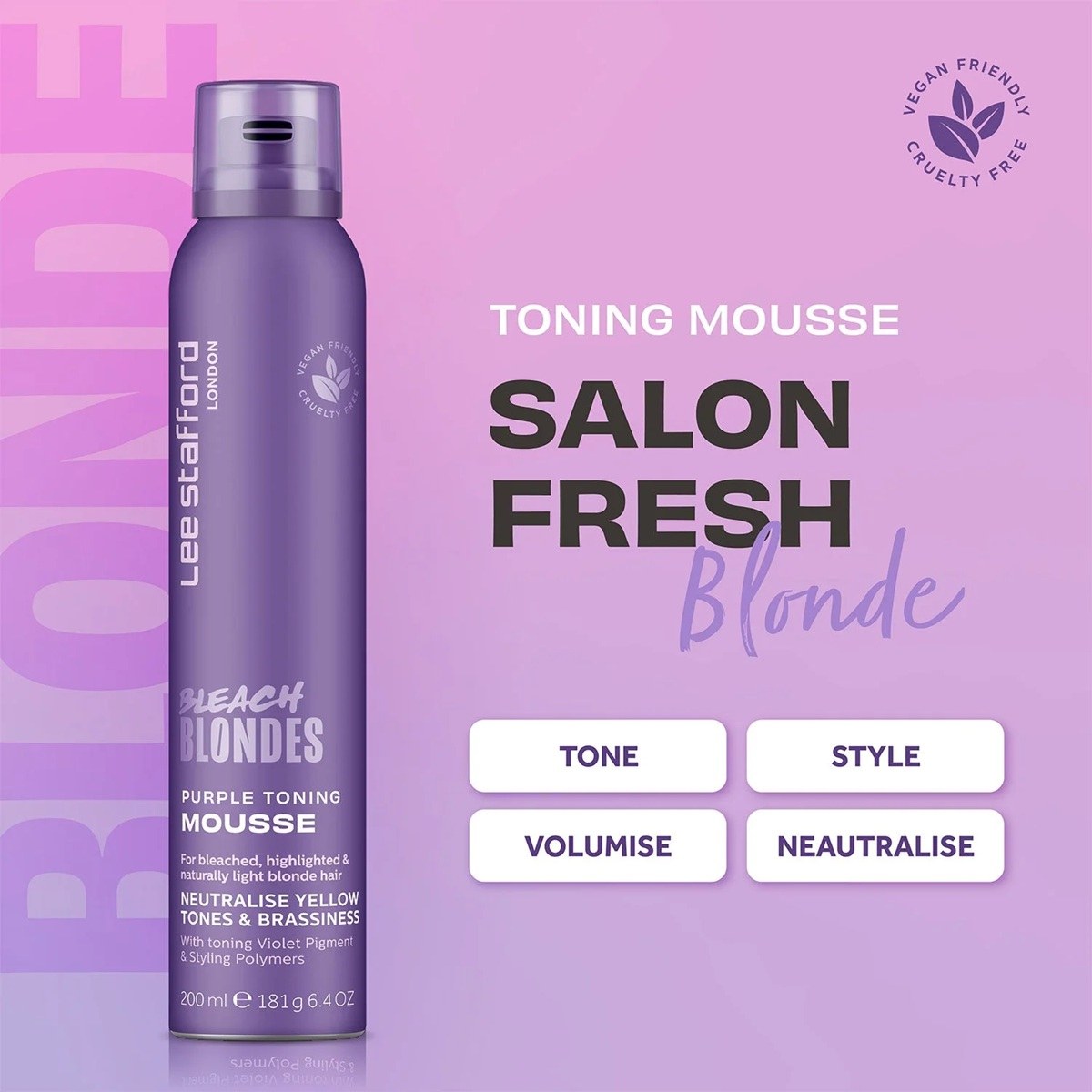 Lee Stafford Bleach Blondes Purple Toning Mousse (200ml) φωτογραφία