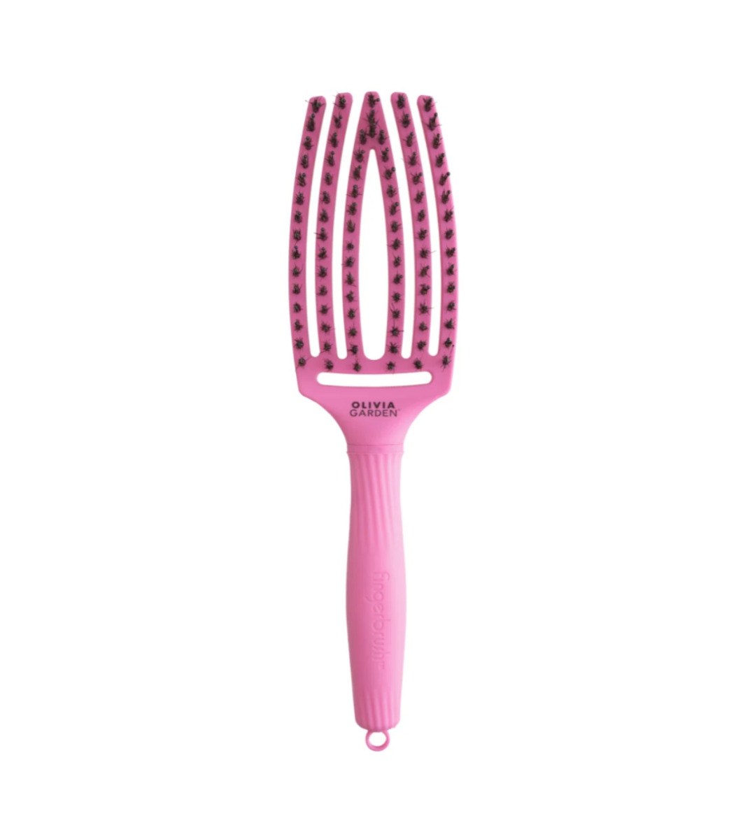 Olivia Garden Fingerbrush Combo Medium Hairbrush - Bubble Pink
