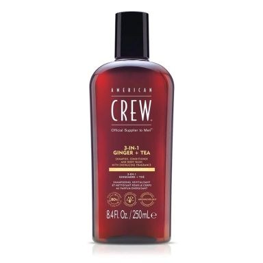 American Crew Official Supplier To Men 3-In-1 Ginger + Tea Shampoo, Conditioner & Body Wash (250ml)