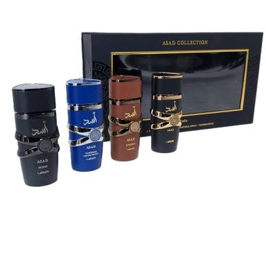 Lattafa Asad Collection Eau De Parfum (Elixir 25ml, Zanzibar 25ml, Bourbon 25ml & Original 25ml)