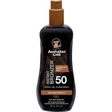 Australian Gold Instant Bronzer Spray Gel Sunscreen SPF50 Tan & Protect (237ml)