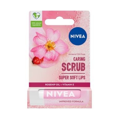 Nivea Caring Scrub Lip Balm - Wild Rose (4.8g)