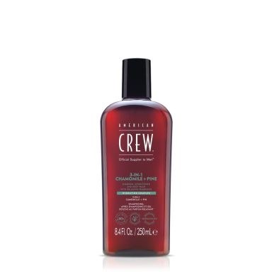 American Crew Official Supplier To Men 3-In-1 Chamomile + Pine Shampoo, Conditioner & Body Wash (250ml)