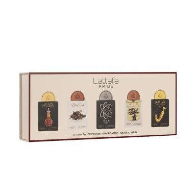 Lattafa Pride Gift Set Collection No.2 Eau De Parfum (Artisan Ethnique 20ml, Natural Oud 20ml, Tharwah Silver 20ml, Eternal Oud 20ml & Ishq Al Shuyukh Gold 20ml)