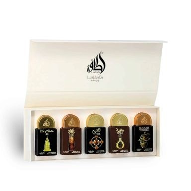 Lattafa Pride Gift Set Collection No.4 Eau De Parfum (Art of Arabia III 20ml, Ajwaa 20ml, Al Qiam Gold 20ml, Masa 20ml & Brioche Vanille 20ml)