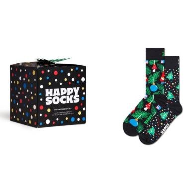 Happy Socks Holiday Tree Gift Set Adult Crew Socks 2 Pairs (Size: 36-40)