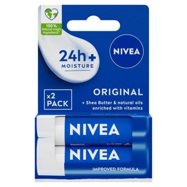 Nivea 2x Pack Lip Balm - Original (2x4.8g)