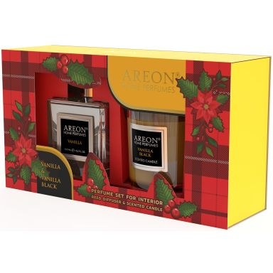 Areon Home Perfumes - Perfume Set For Interior (Diffuser Vanilla 150ml & Candle Vanilla Black 120g)
