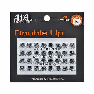 Ardell Professional Double Up 2X Volume Trio Lash 3-In-1 Duralash Knotted Flare Trios - Medium Black (32pcs)