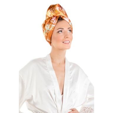 La Cocona Luxury Satin Hair Towel Wrap - Sahara
