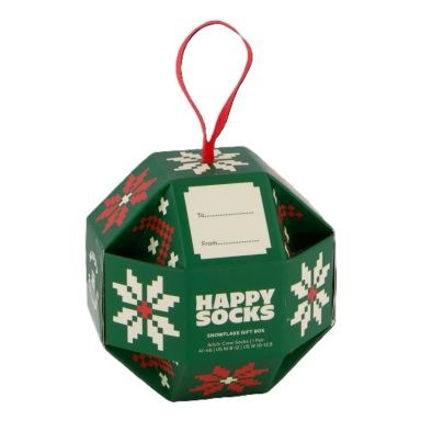Happy Socks Snowflake Gift Box Adult Crew Socks 1 Pair (Size: 36-40)