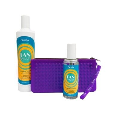 Fanola Fan Beach Sunscreen Hair Set & Toiletries Gift (Hair & Body Shampoo 350ml & Sun Oil 115ml)