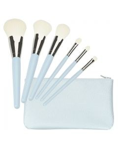 Tools for Beauty - 6Pcs Makeup Brush Set with Pouch - Light Blue