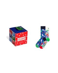 Happy Socks Fa La La Gift Set Adult Crew Socks 2 Pairs (Size: 36-40)