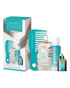Moroccanoil Care Meets Color Platinum Set (Oil Treatment Light 15ml, Platinum Color Depositing Mask 30ml, Dry Shampoo Light Tones 65ml & Mini Xτένα)