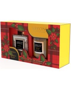 Areon Home Perfumes - Perfume Set For Interior (Diffuser Vanilla 150ml & Candle Vanilla Black 120g)