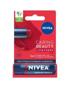 Nivea Caring Beauty Lip & Cheek Lip Balm - Red (4.8g)