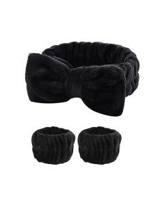 Bobby Warren Soft Spa Facial Headband & Wristband Set - Black (3pcs)