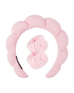 Bobby Warren Solid Bath Headband & Wrist Band Set - Pink (3pcs)