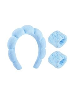 Bobby Warren Solid Bath Headband & Wrist Band Set - Blue (3pcs)