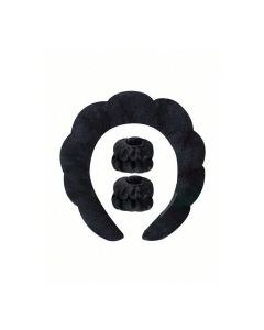 Bobby Warren Solid Bath Headband & Wrist Band Set - Black (3pcs)