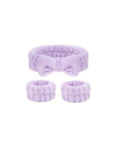 Bobby Warren Towel Set With Headband - Purple (3pcs)