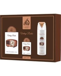 Lattafa Pride Vintage Radio Gift Set (Eau De Parfum 100ml, 20ml & Perfumed Spray 200ml)