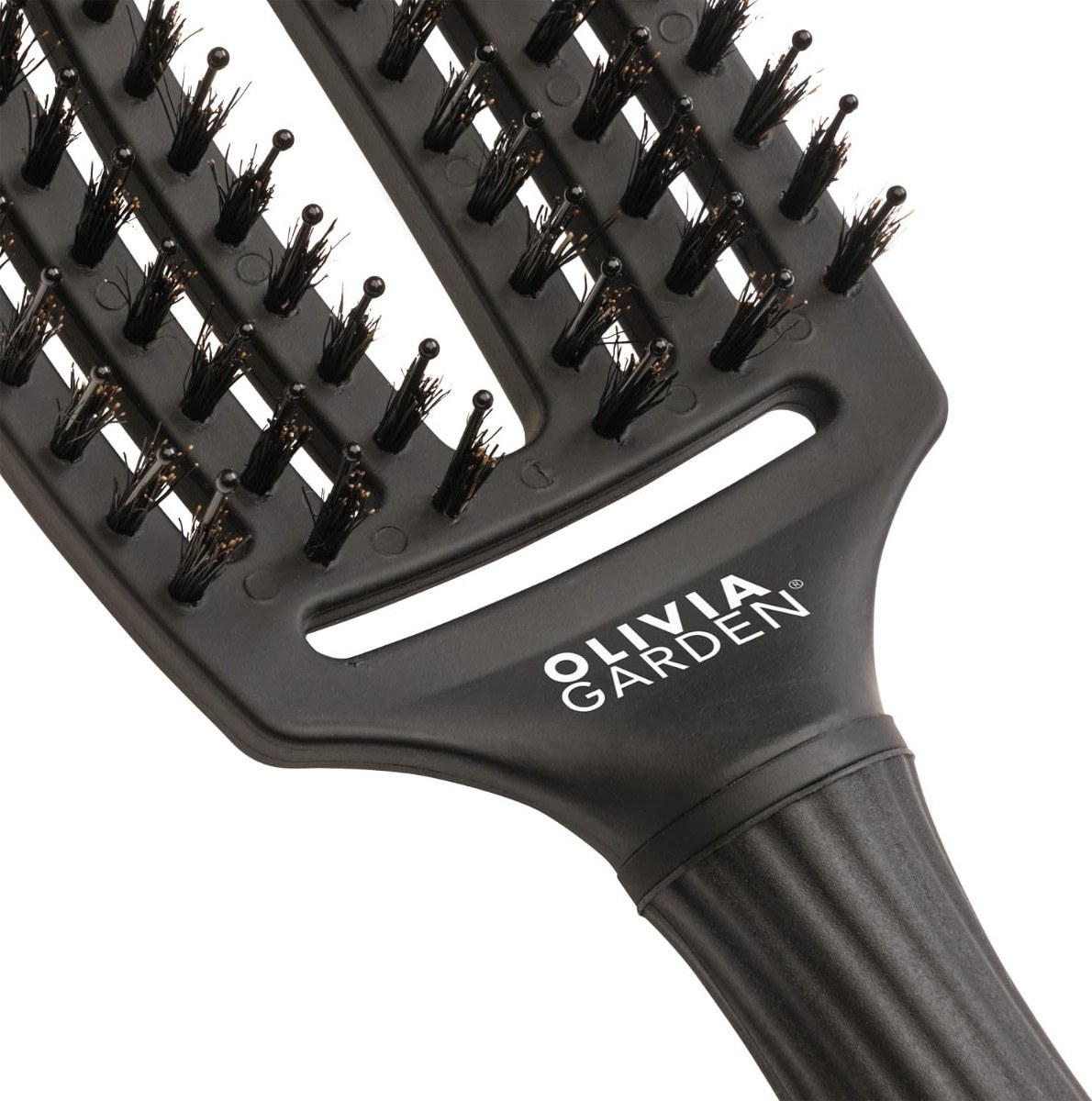 Olivia Garden Fingerbrush Care Iconic Double Bristles Hairbrush - Medium Black φωτογραφία