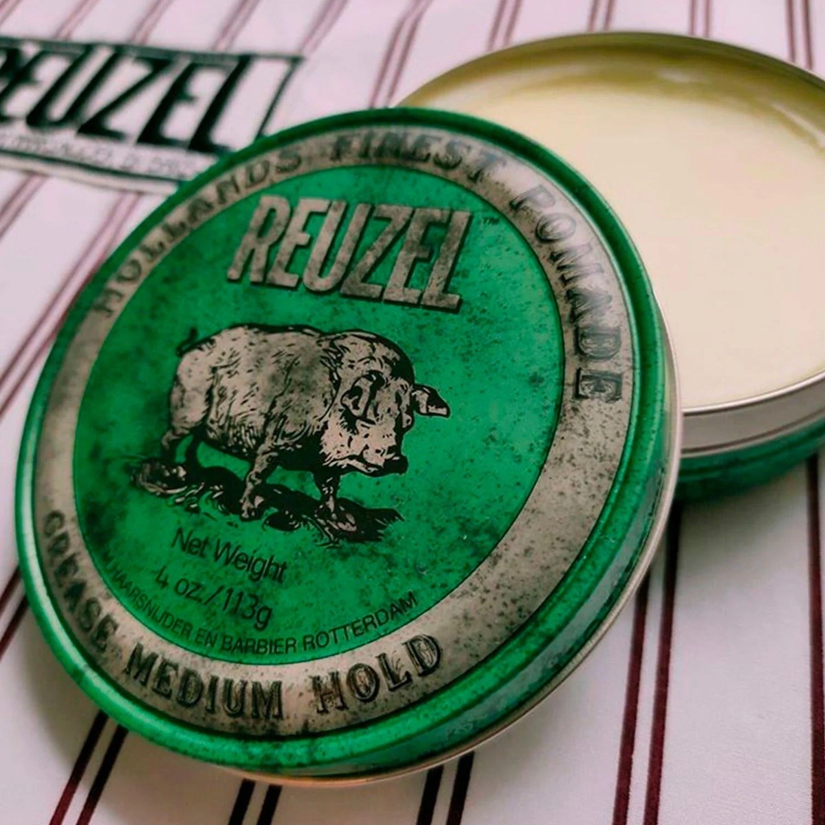 Reuzel Hollands Finest Pomade Grease Medium Hold - Green (113gr) φωτογραφία