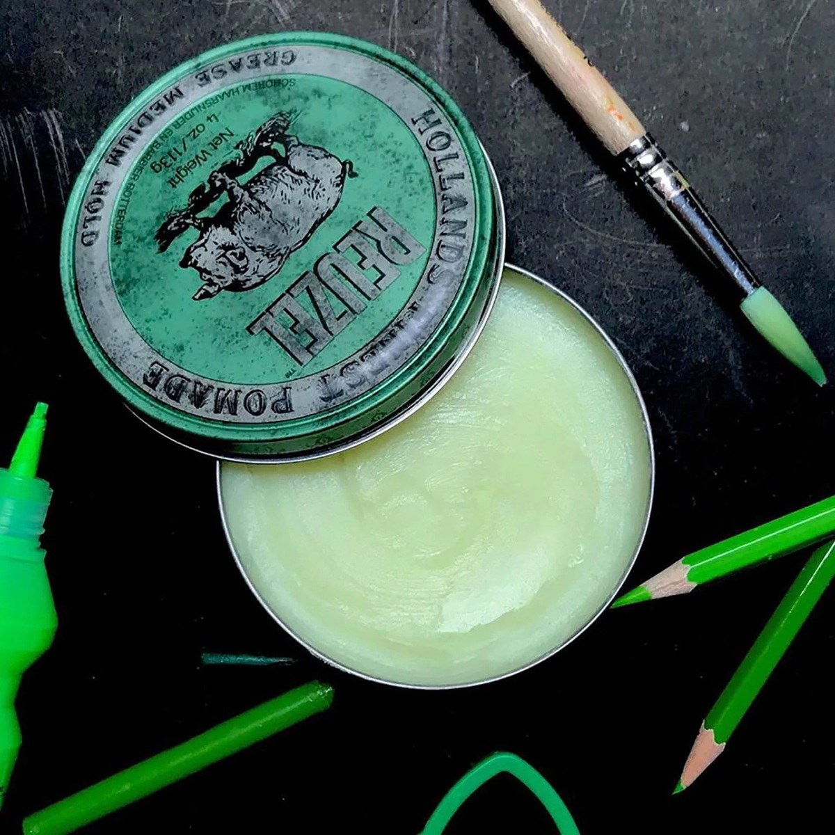 Reuzel Hollands Finest Pomade Grease Medium Hold - Green (113gr) φωτογραφία