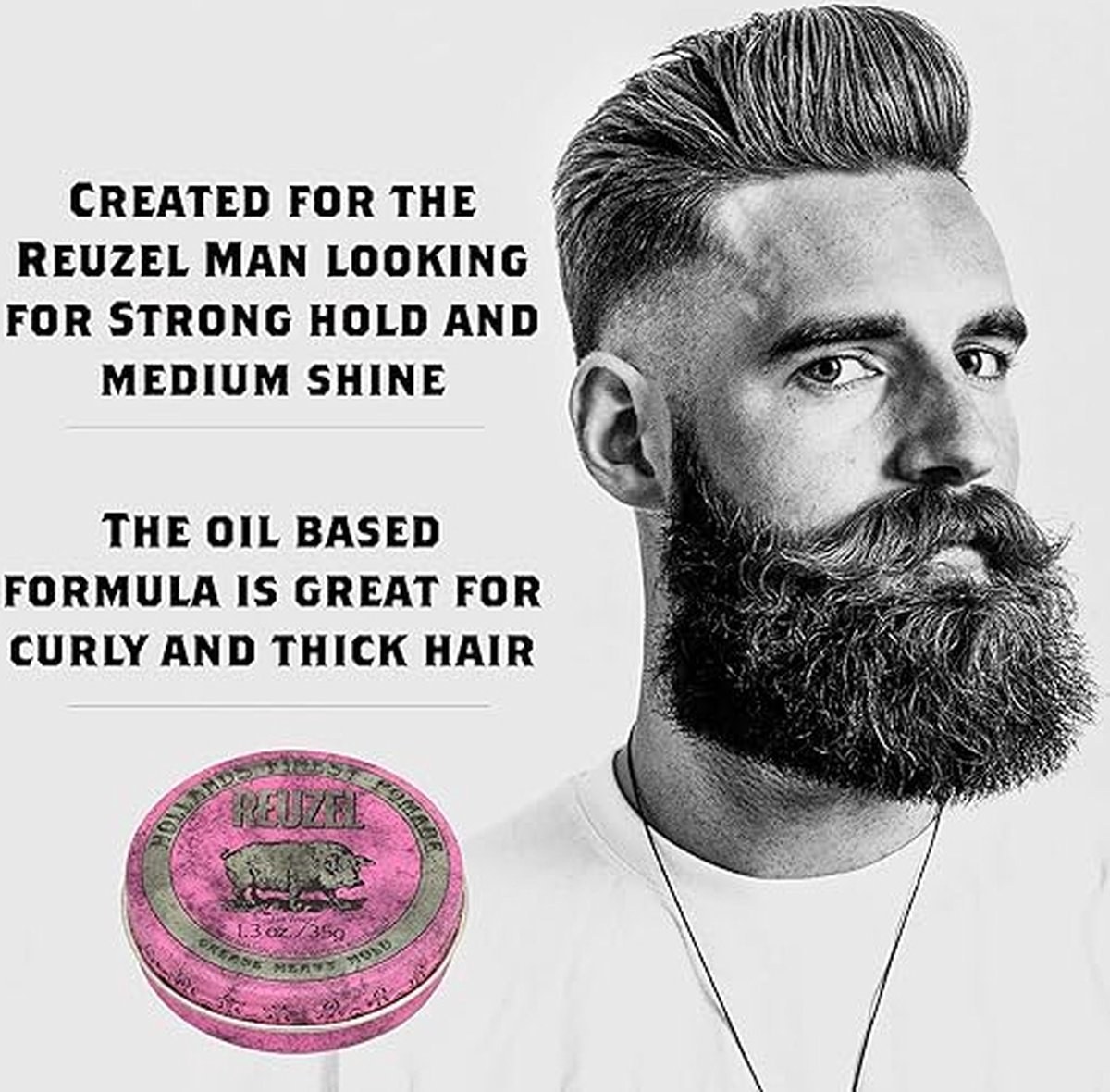 Reuzel Hollands Finest Pomade Grease Heavy Hold - Pink (35g) φωτογραφία