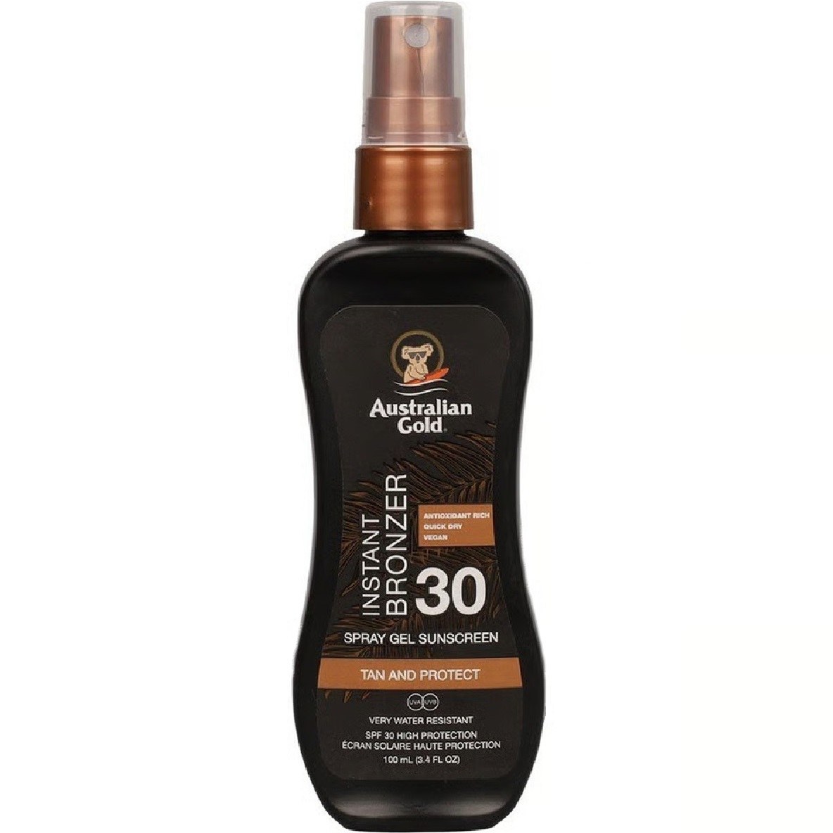 Australian Χρυσό Instant Bronzer Spray Gel Sunscreen SPF30 (100ml)