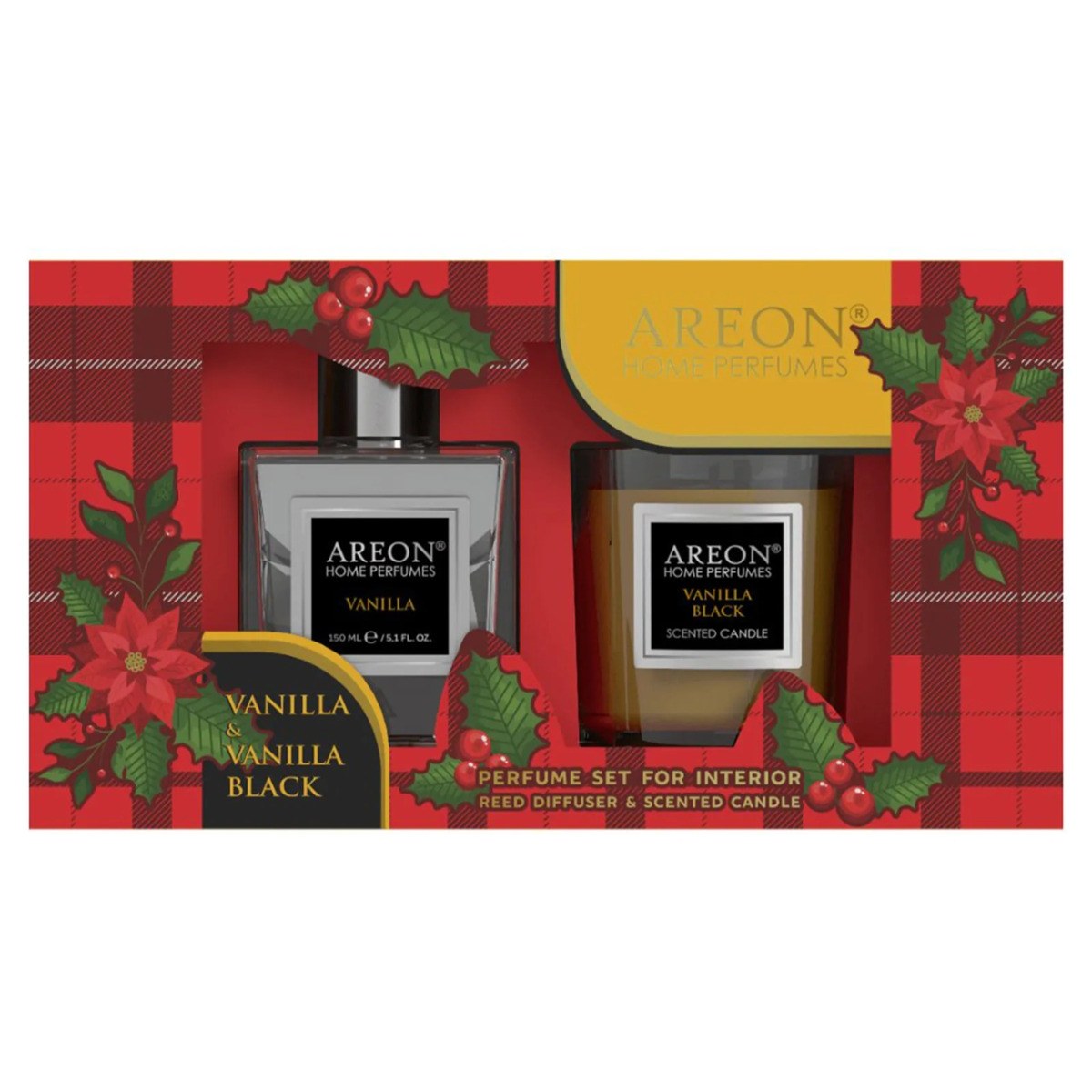 Areon Home Perfumes - Perfume Set For Interior (Diffuser Vanilla 150ml & Candle Vanilla Black 120g) φωτογραφία
