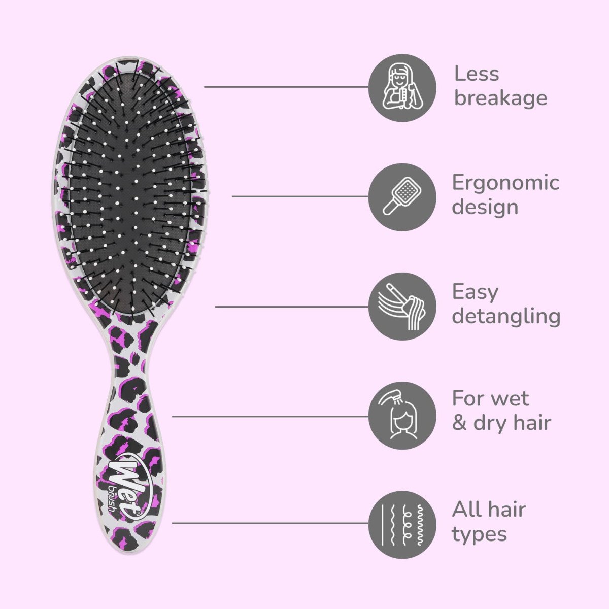 Wet Brush Original Detangler Detangle Brush - Safari Pink Leopard φωτογραφία