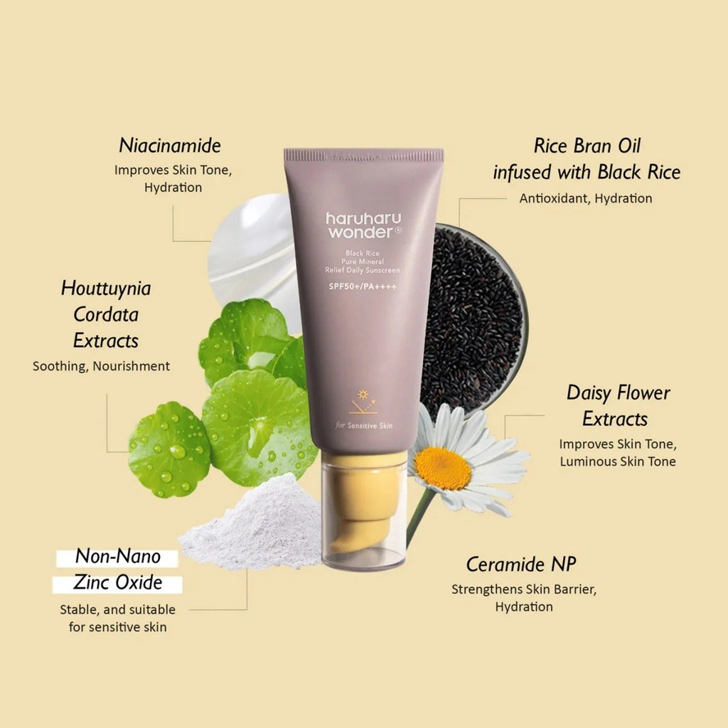 Haruharu Wonder Black Rice Pure Mineral Relief Daily Sunscreen SPF50+ PA++++ (50ml) φωτογραφία