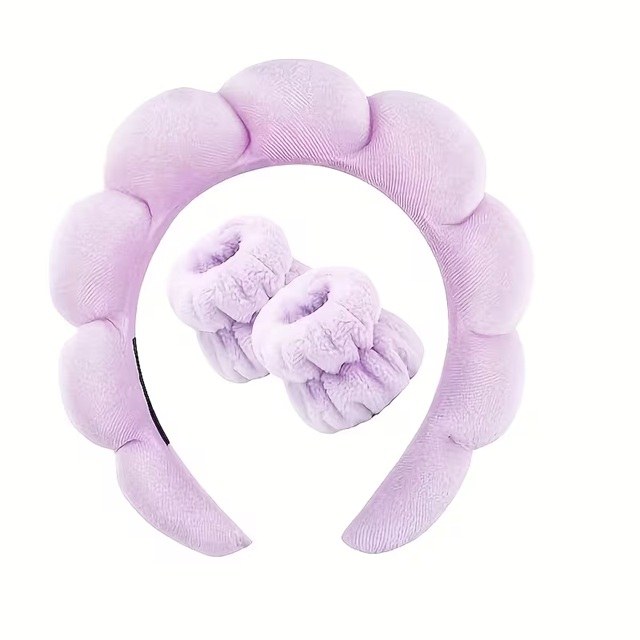 Bobby Warren Spa Headband & Wristband Set - Lilac (3pcs)