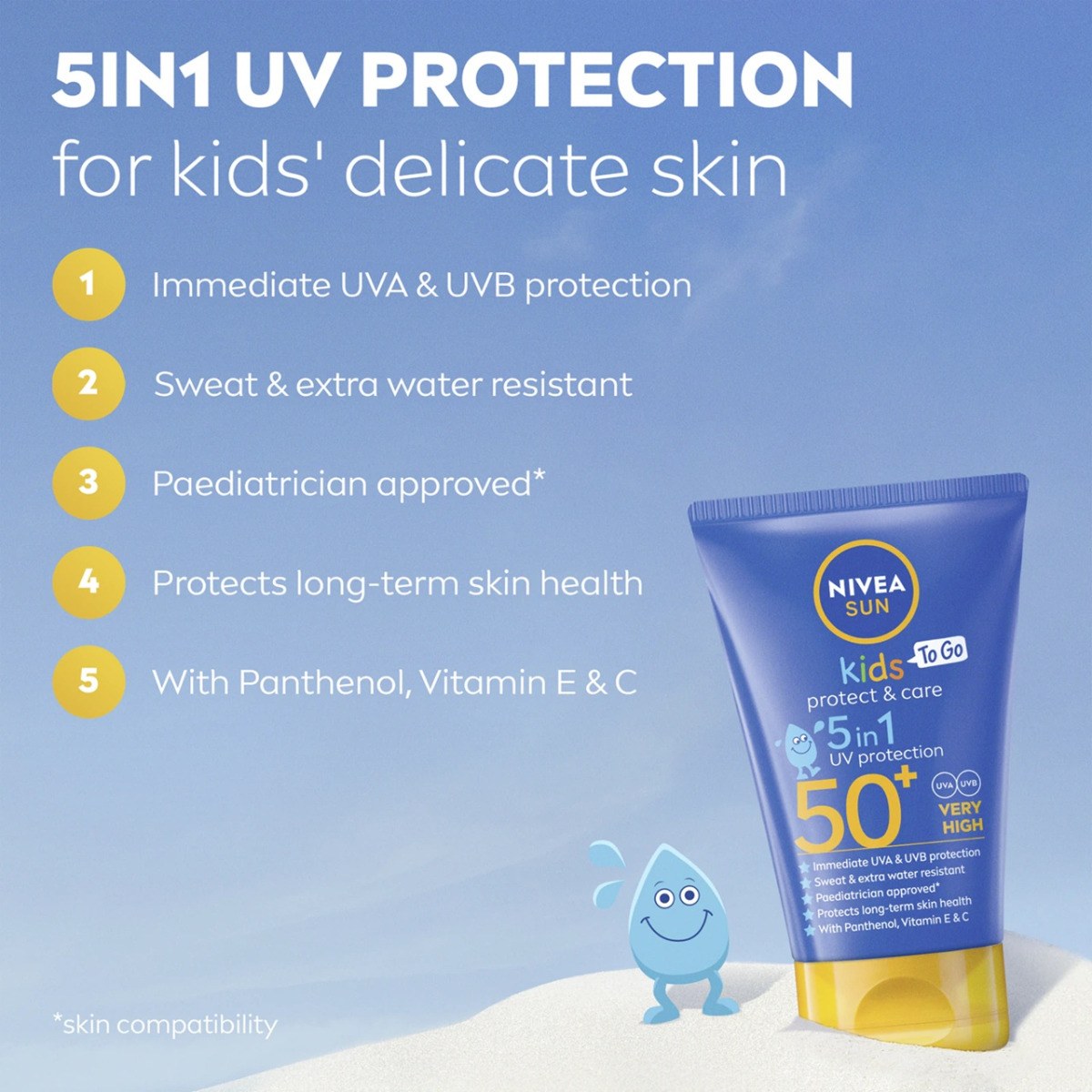 Nivea Sun Kids To Go Protect & Care 5 In 1 SPF 50+ Cream (50ml) φωτογραφία