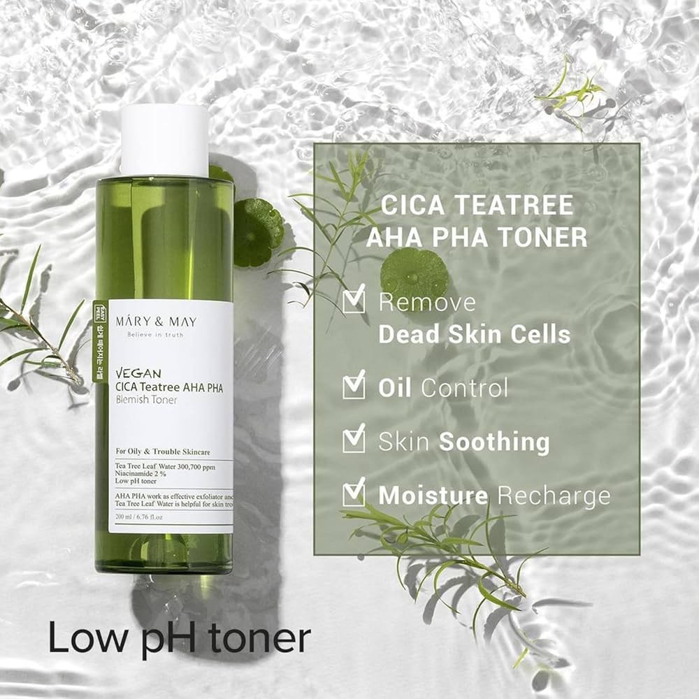 Mary & May Believe In Truth Vegan Cica Tea Tree AHA PHA Blemish Toner (200ml) φωτογραφία